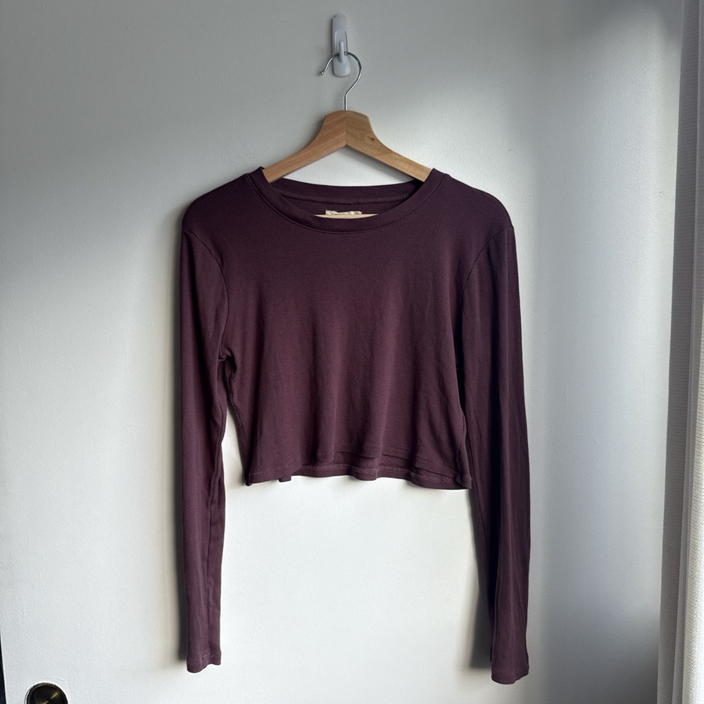 Women's Long Sleeve Crop Top - Purple